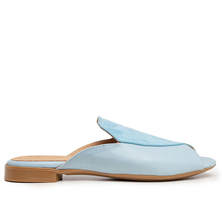 Γυναικεία mules flat γαλάζια peep-toe
