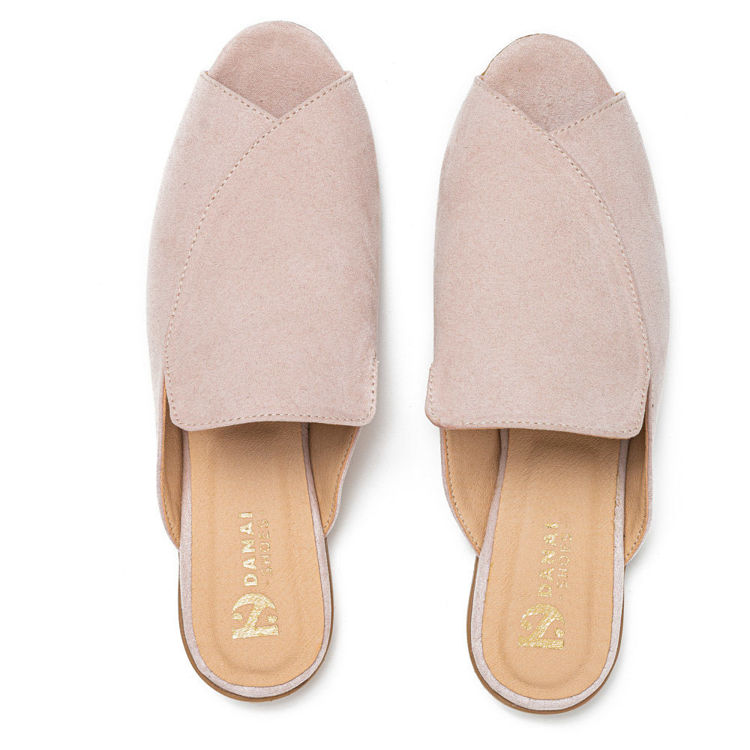 Γυναικεία mules flat μπεζ peep-toe