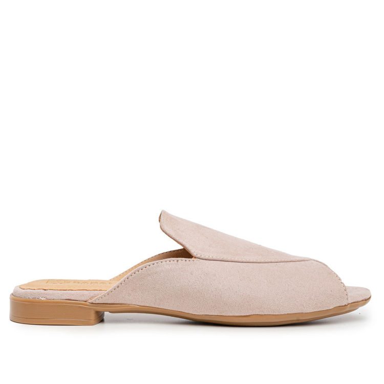 Γυναικεία mules flat μπεζ peep-toe